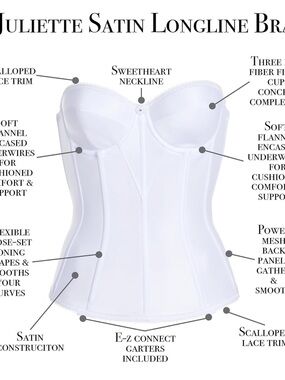 Dominique White Satin Longline Bustier with Sweetheart Neckline